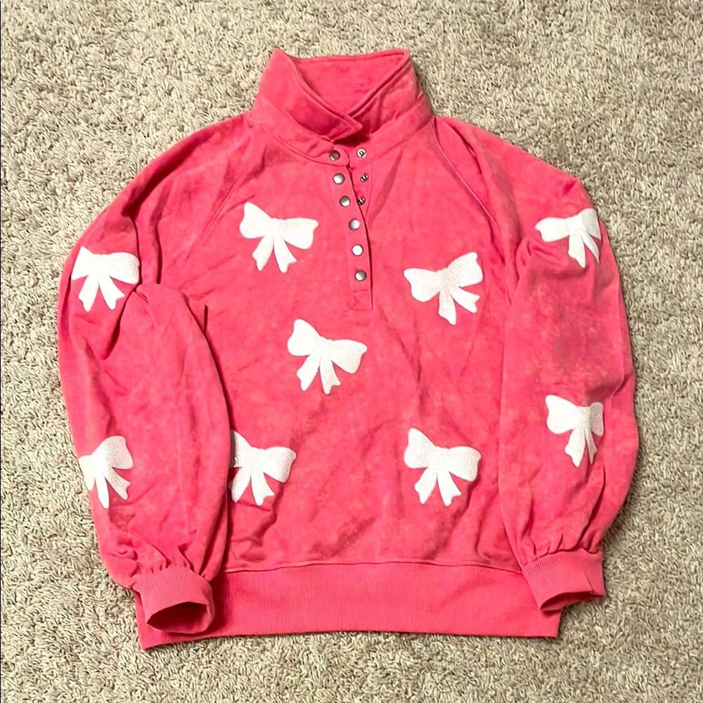 Altered state Pink Bow-Embellished sequin Women's Sweater